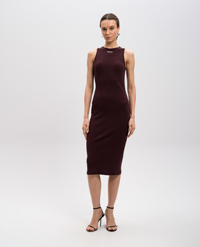 Alexander McQueen Бордова сукня міді з логотипом 815621QLAEE