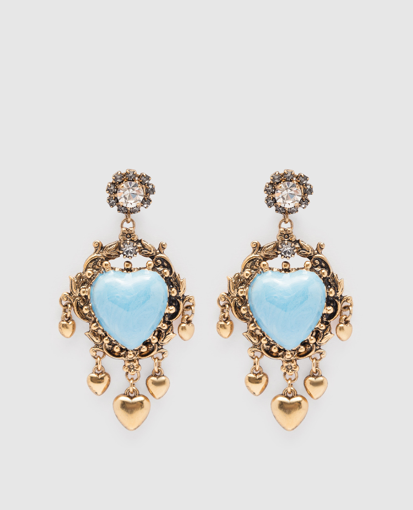 

Золотые серьги Paia or cuore smalto с кристаллами., Золотистый, Серьги