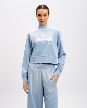 Palm Angels Голубой укороченный свитшот Paradise PWBA016S25FLE001