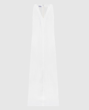 Brunello Cucinelli Белое платье макси с леном с цепочкой мониль MH126A4812