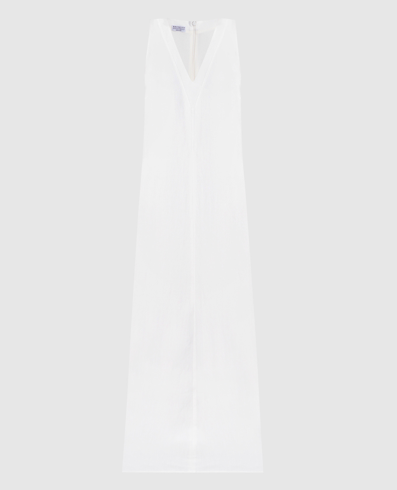 Белое платье макси с леном с цепочкой мониль