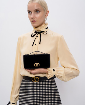 Valentino Чорна оксамитова сумка з логотипом 7W2P0AU1CPX