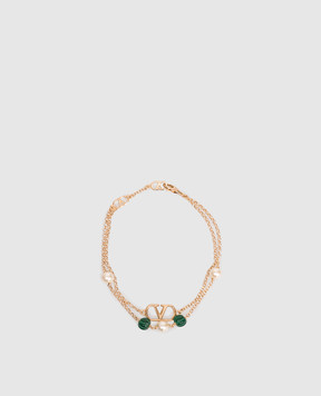 Valentino Золотистий подвійний браслет VLogo з перлинами Swarovski 7W2J0AN8IKX