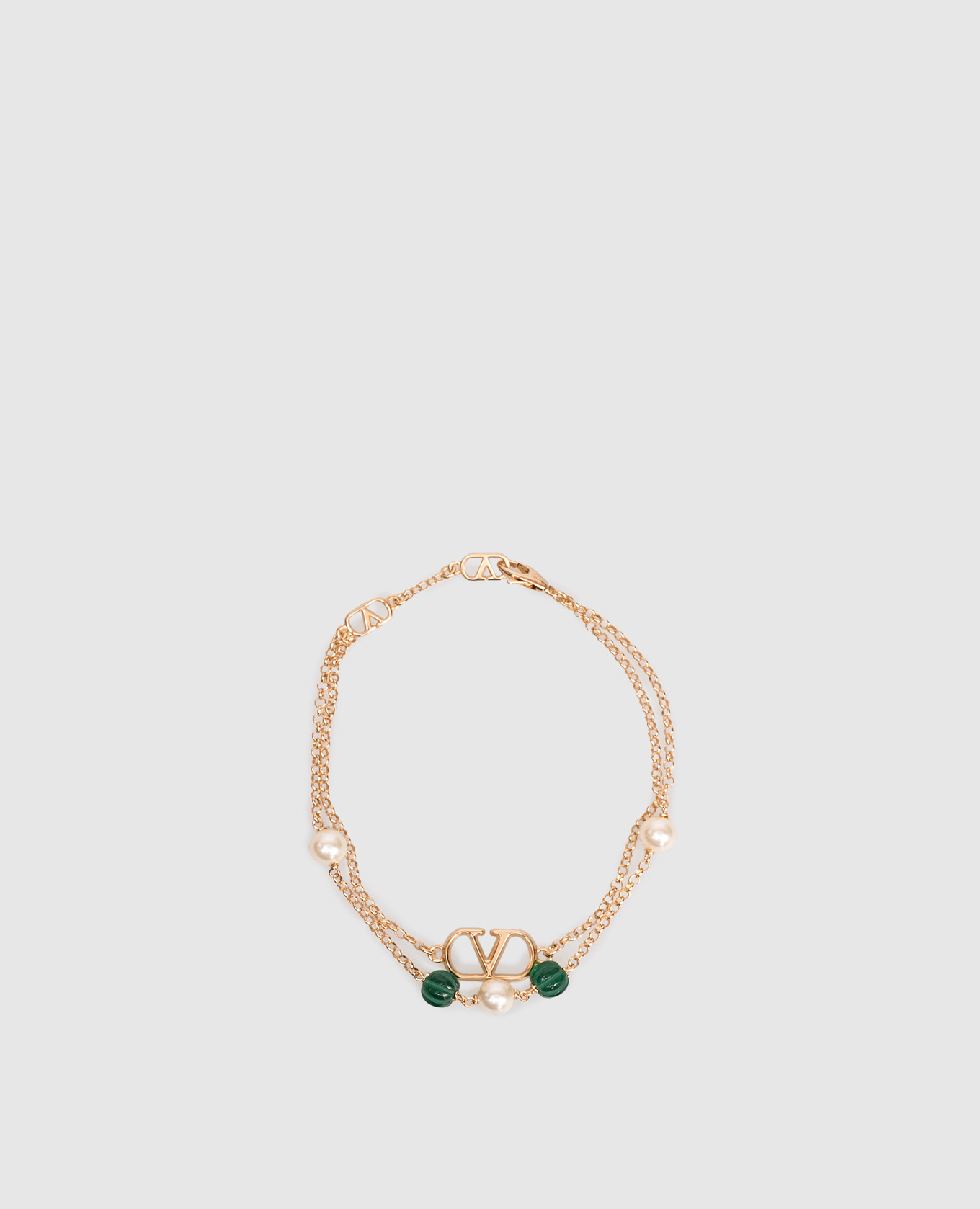 

Золотой двойной браслет VLogo с жемчугом Swarovski, Золотистый, Браслеты