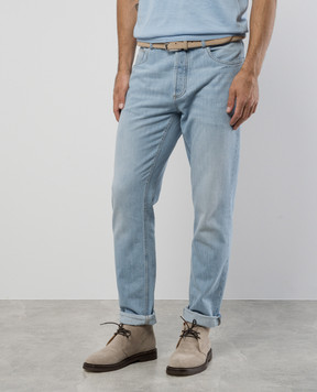 Brunello Cucinelli Блакитні джинси з патчем логотипа M0Z37D3210