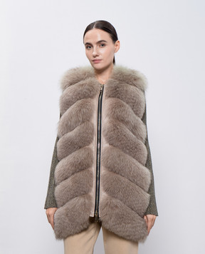 Florence Mode Бежевый жилет из меха лисы LC141005V