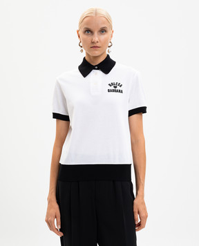 Dolce&Gabbana Белое поло с контрастной аппликацией логотипа F8V33ZGDDBE