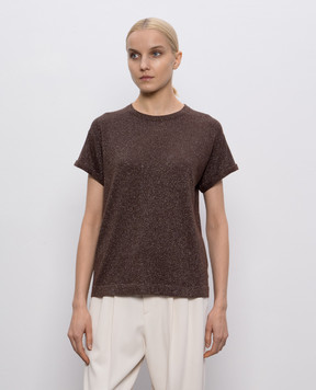 Brunello Cucinelli Коричневый топ с люрексом M41810000P