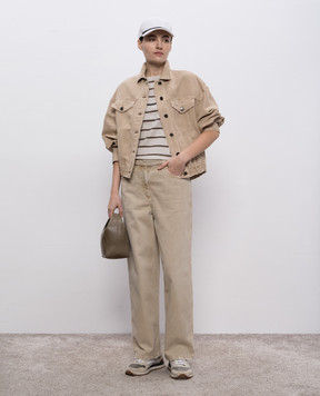 Brunello Cucinelli Бежеві джинси з ланцюжком моніль M0H81P5978