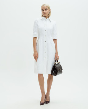 Dolce&Gabbana Белое твидовое платье-рубашка с льном F6JJRTHUMT9