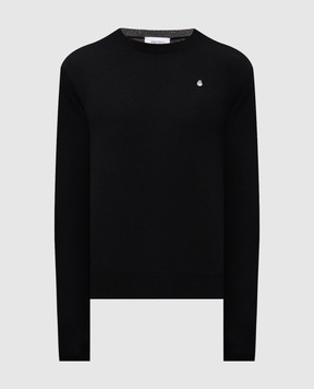Alexander McQueen Чорний джемпер з вовни з вишивкою емблеми логотипа 839686Q1BEC