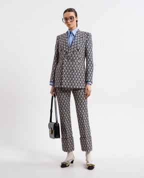 Valentino Синий двубортный жакет TOUTE LA V с шерстью 6B3CE400915