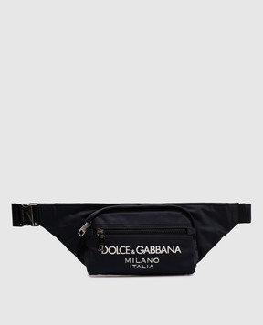 Dolce&Gabbana Синя поясна сумка з фактурним логотипом BM2218AG182