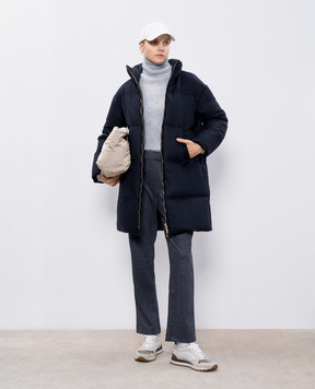 Max Mara Синий двухсторонний пуховик DANTE с шерстью верблюда DANTE