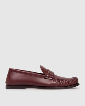 Saint Laurent Бордовые кожаные лоферы с логотипом 820648AAELH