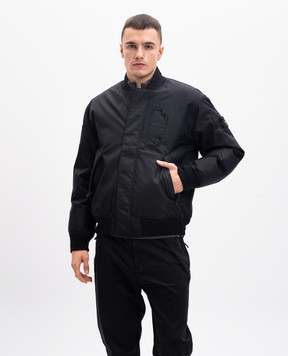 Stone Island Черный пуховый бомбер с логотип патч 811546536