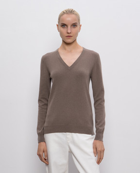 Brunello Cucinelli Коричневий пуловер з кашеміру з ланцюжком моніль M12144402P