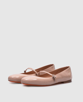 Santoni Розовые кожаные лакированные балетки WAAH71319KI1NVHD