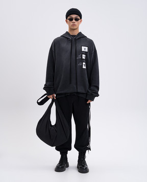 Ann Demeulemeester Чорне худі Ollie з принтом B0013212FA639