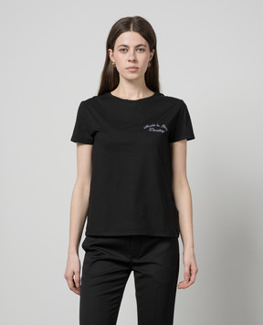 Dondup Чорна футболка з вишивкою логотипа DS007JF0342DHP1