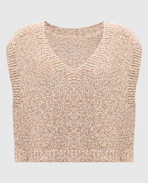 Twinset Бежевый жилет с люрексом 251TT3383
