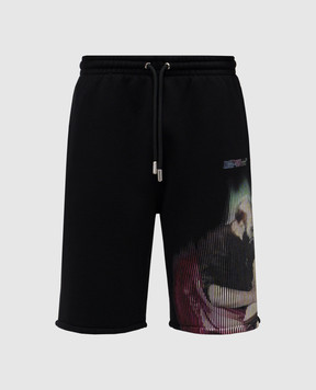Off-White Чорні шорти з принтом OMCI013S25FLE007