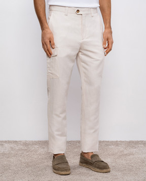 Brunello Cucinelli Бежевые карго с льном MH255E1890