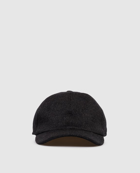 Bertolo Cashmere Серая кепка из кашемира с эмблемой 000301002287