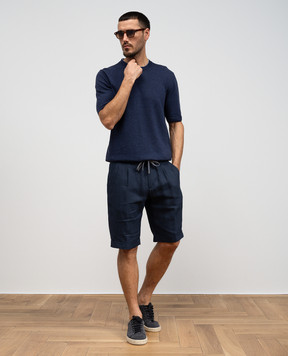 Cashmere&Whiskey Синяя футболка с леном и кашемиром MU9322318455R