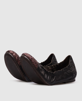 Brunello Cucinelli Черные кожаные балетки с глитером MZDENG806