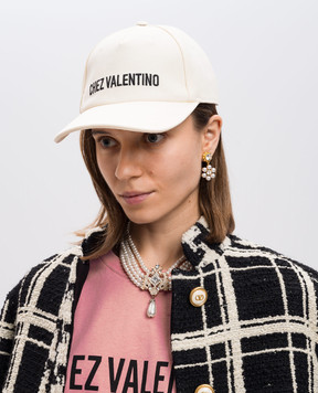 Valentino Біла кепка з вишивкою CHEZ VALENTINO 6W2HDA41FVH