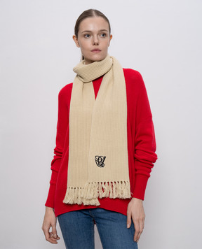 Valentino Бежевий шарф з вовни з бахромою 7W2ET01LQJY