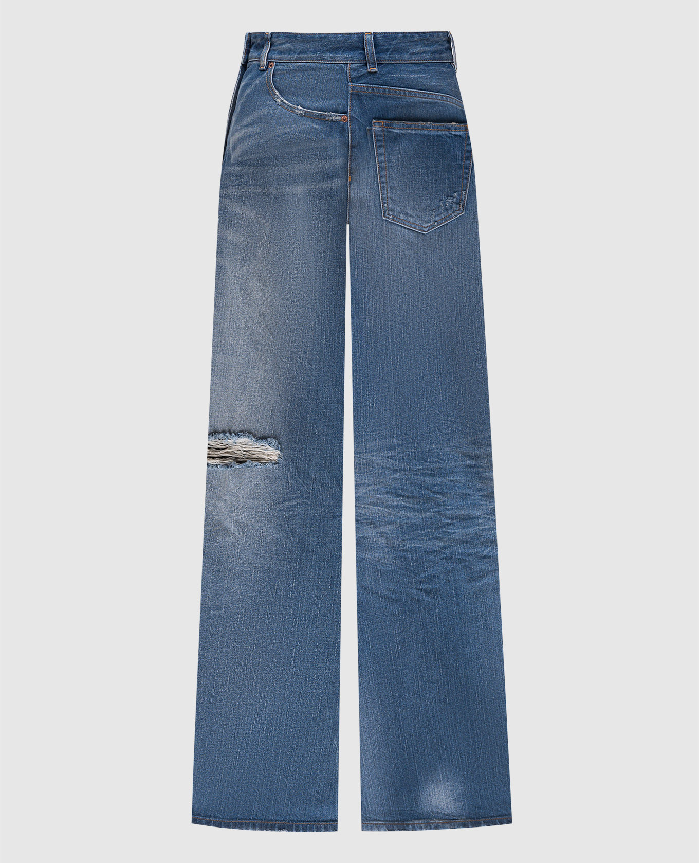 

Синие джинсы с логотип патч, Синий, Широкие джинсы