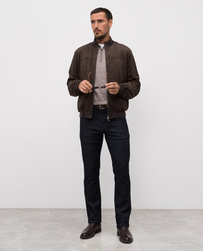Canali Бежевое меланжевое поло из шерсти MK01149C0572