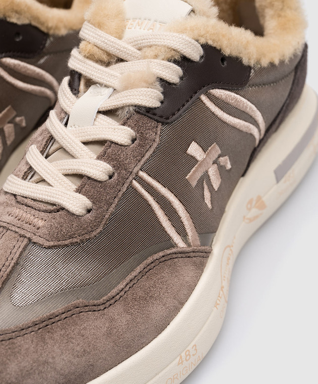 Premiata Коричневые комбинированные кроссовки Cassie на меху CASSIE изображение 5