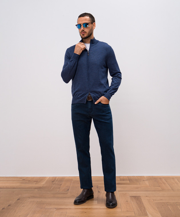 Scissor Scriptor Синие джинсы COSTANTINO с эффектом потертости и патчем логотипа COSTANTINOT119163 изображение 2