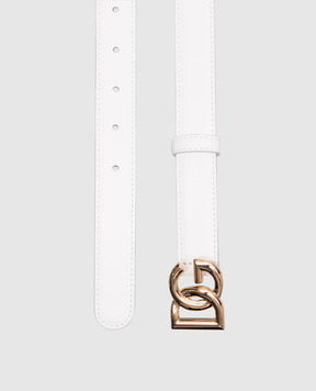 Dolce&Gabbana Белый кожаный ремень с монограммой логотипа. BE1447AW576