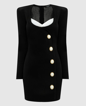 Balmain Чорна сукня міні з брендовими заклепками DF1R8474KG83