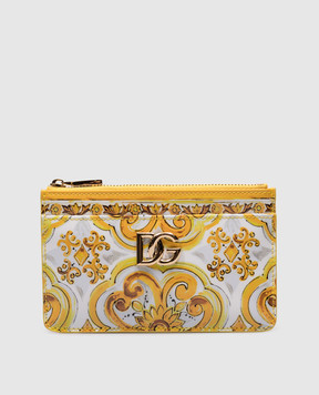 Dolce&Gabbana Белый кожаный глянцевый картхолдер с логотипом. BI1261AQ240