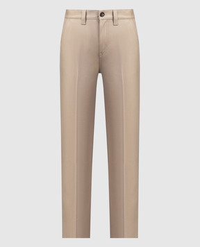 Loro Piana Бежевые брюки клеш с шелком с вышивкой монограммы логотипа FAN7989
