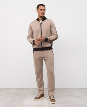 Bertolo Cashmere Бежева спортивна куртка з емблемою 902087001965