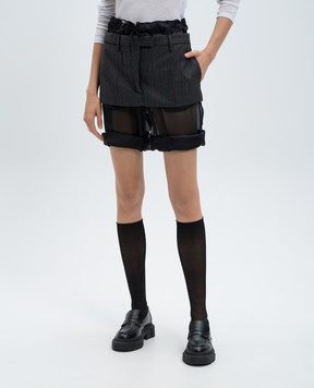 Maison Margiela Серая юбка мини из шерсти с шортами из шелка S51ME0024MTN029