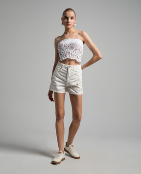 Ermanno Scervino Білі джинсові шорти з мереживом D447P323APKBB