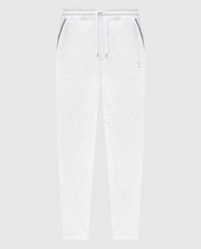 Brunello Cucinelli Серые меланжевые спортивные штаны Sea Island с эмблемой MM8433102G