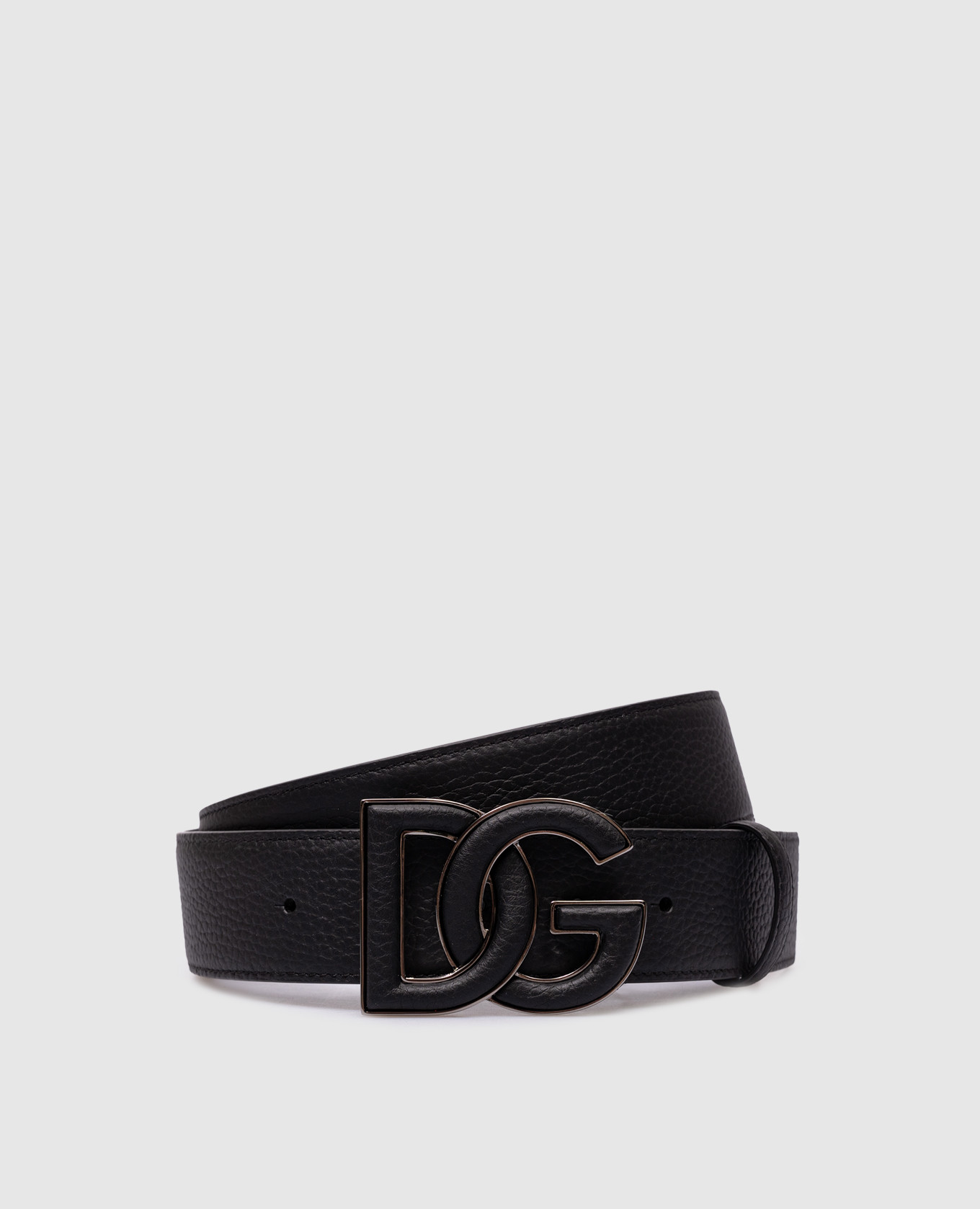 Черный кожаный ремень с логотипом DG