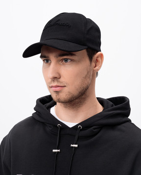 Balmain Черная кепка с фактурной вышивкой логотипа EH1XA231CD29