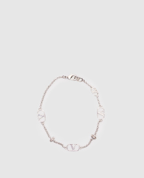 Valentino Сріблястий браслет з металевою емблемою VLogo Signature та кристалами 6W2J0Y72YCW