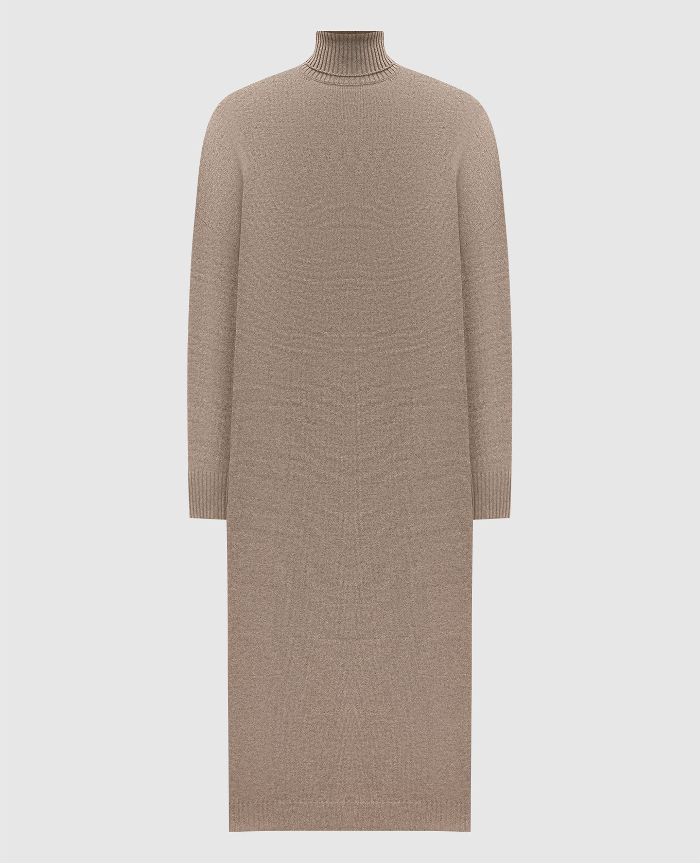 

Бежевое платье из кашемира с цепочкой мониль, Бежевый, Повседневные платья