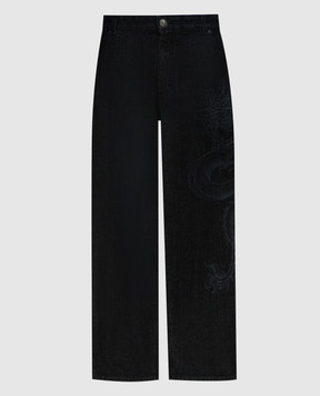 Balmain Чорні джинси з візерунком Дракон CH0MI040DE35