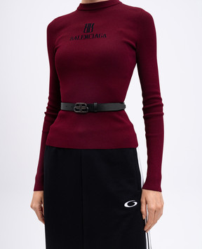 Balenciaga Чорний шкіряний ремінь з емблемою ВВ 5816901CH0J